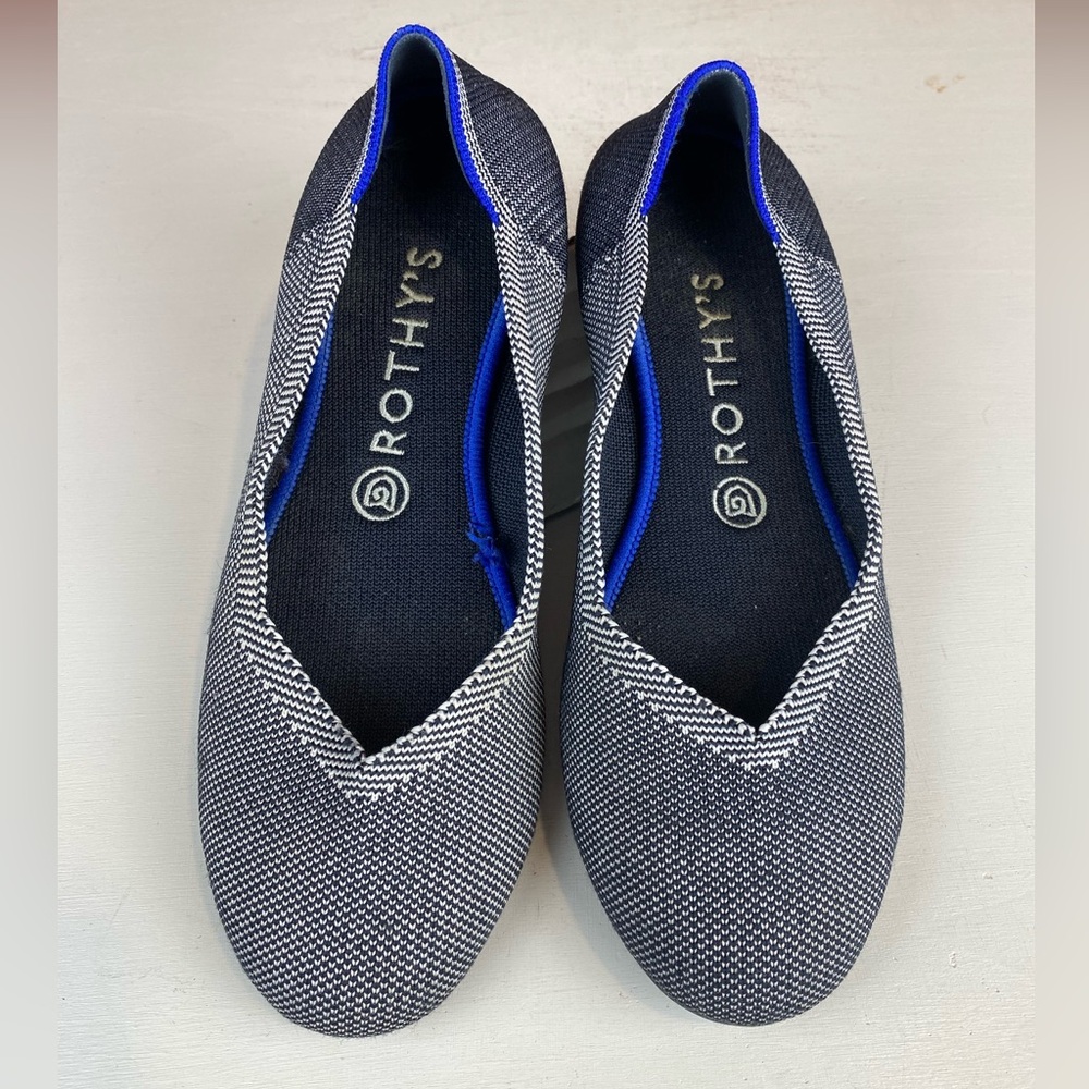 Rothy's Women's Black and‎ Blue Flats Size 8 1/2